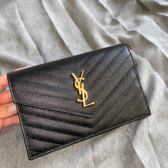 YSL black monogramme envelope chain wallet bag - Picture 3 of 7